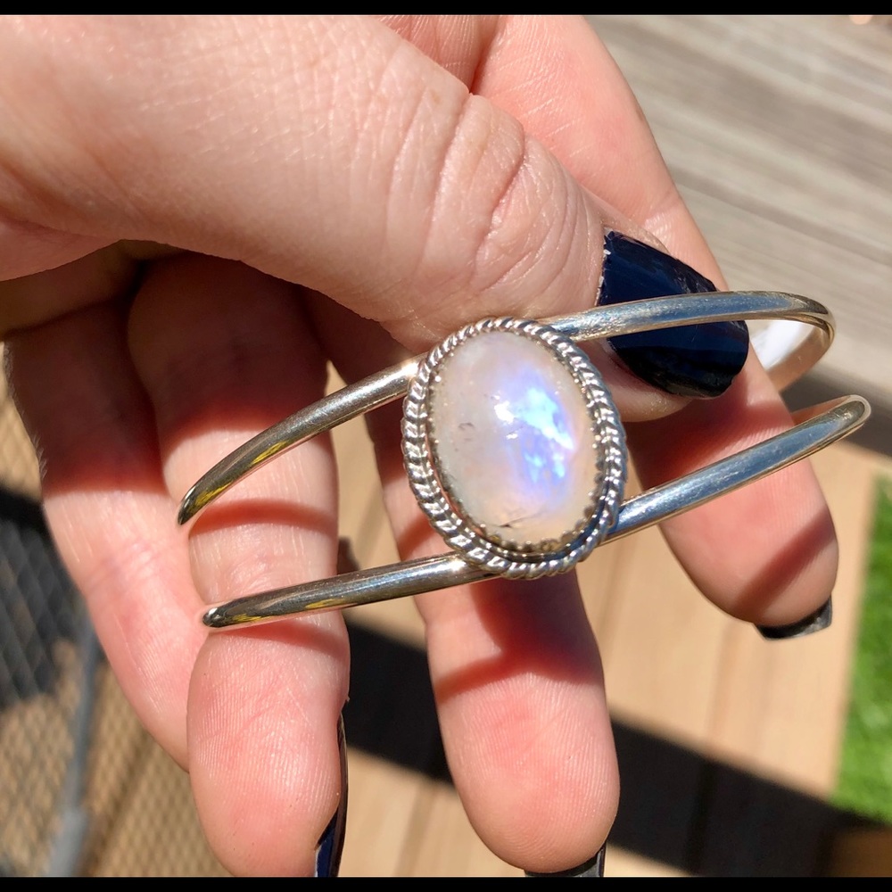 Sterling silver moonstone cuff